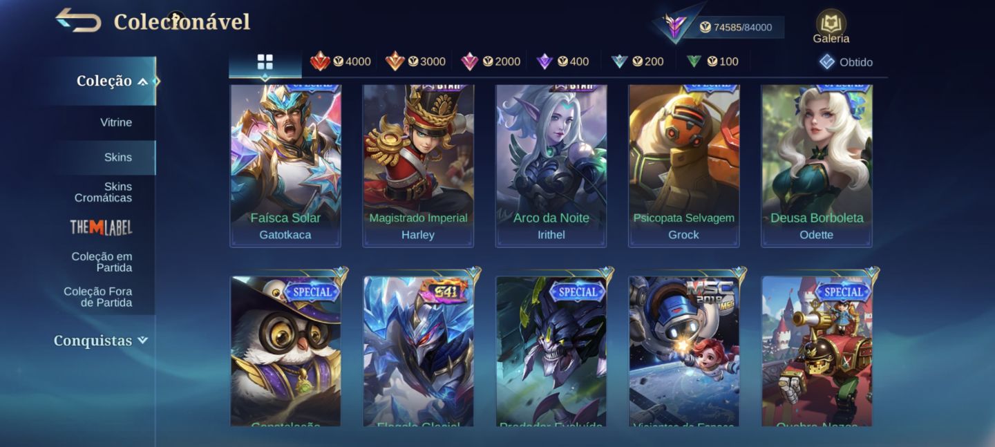 [PROMOÇÃO] Conta MLBB 260 Skins | Granger Prime + Minato + KOF + Transformers