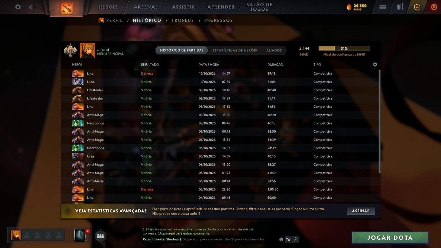 CONTA LENDA 1 - DOTA 2 3k.144 MMR - 10.000/10.000 BEHAVIOR