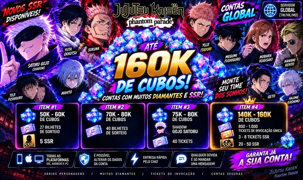 CONTAS Global Jujutsu Kaisen Phantom Parade | 45K-160K Cubos + SSR | iOS/Android