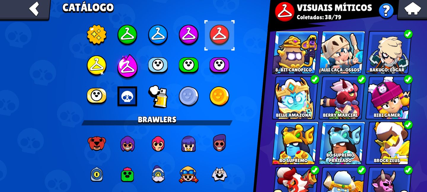 CONTA BRAWL STARS FULL 11 + SKINS RARAS E TODAS HIPERCARGAS