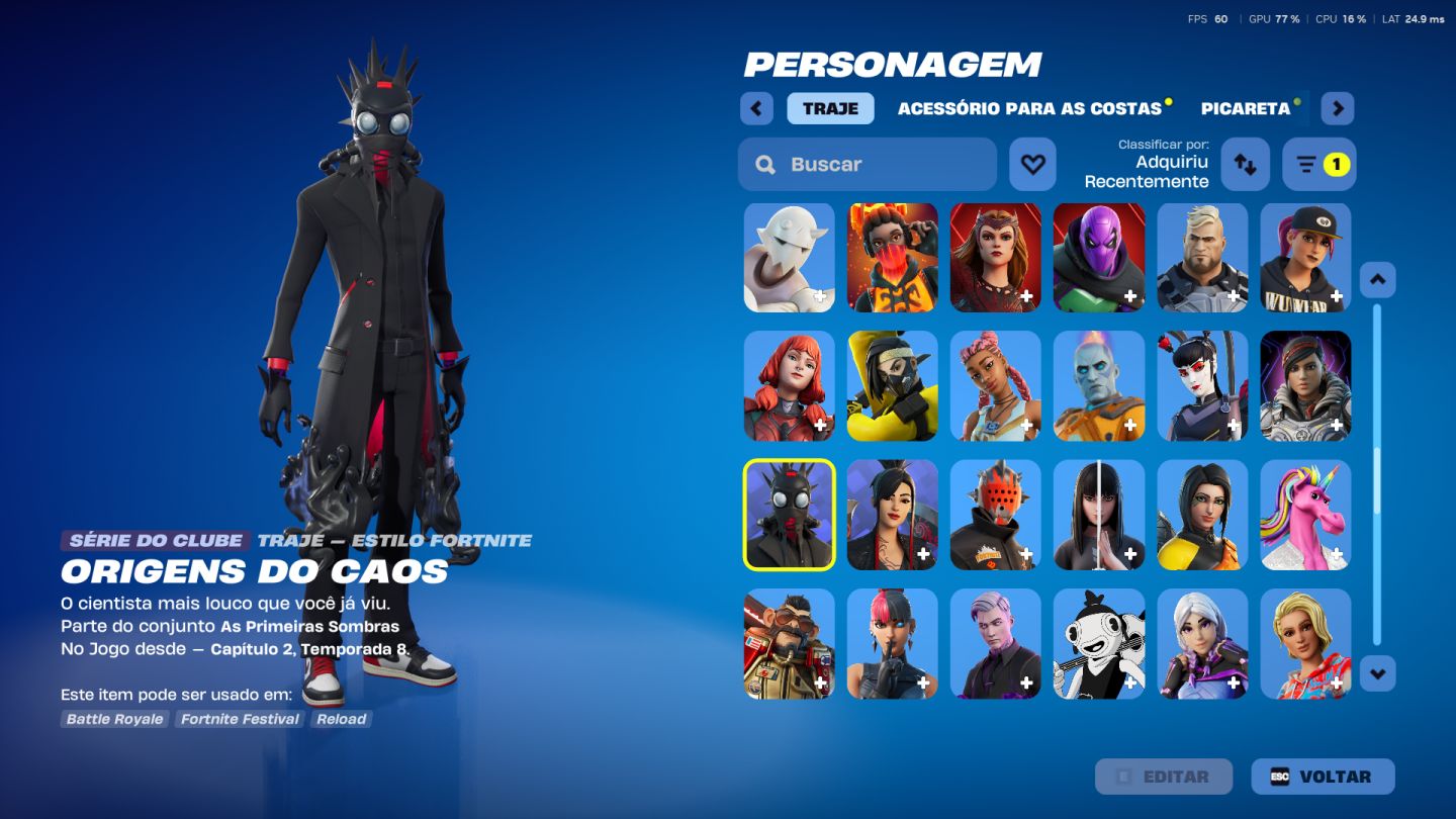 CONTA FORTNITE, MAIS DE 2000 REAIS GASTOS COM SKINS DESDE A SEASON 7