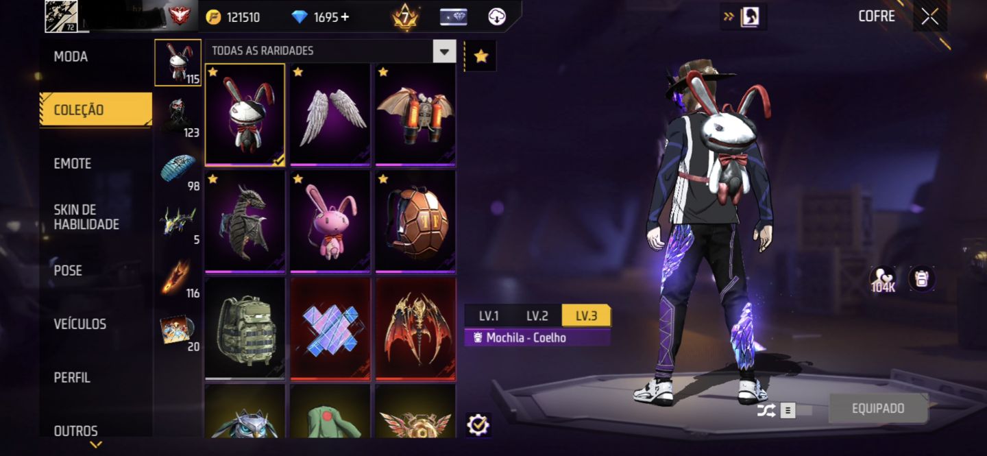 CONTA FREE FIRE RARA PRIME 7 COM 1 e 7 PASSE ANTIGO e+