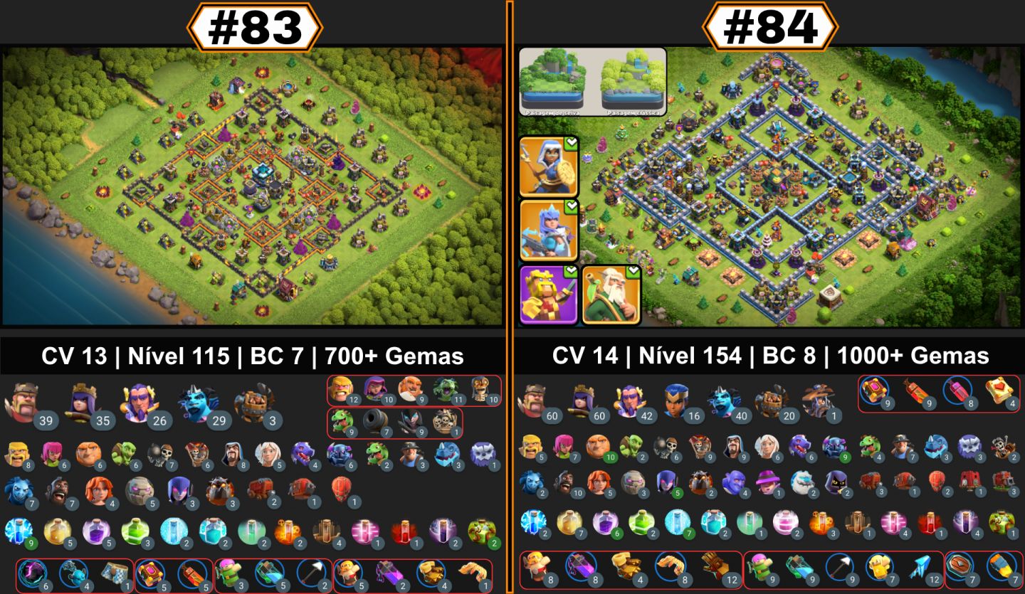 CONTAS CLASH OF CLANS | CVS UPADOS, FULL, SEMI-FULL, RUSHADOS, CLÃS, SKINS