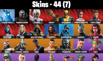 CONTA FORTNITE COM PASSE MARVEL, ATEMPORAL, CARBONETO, HOT MARAT E 44 SKINS