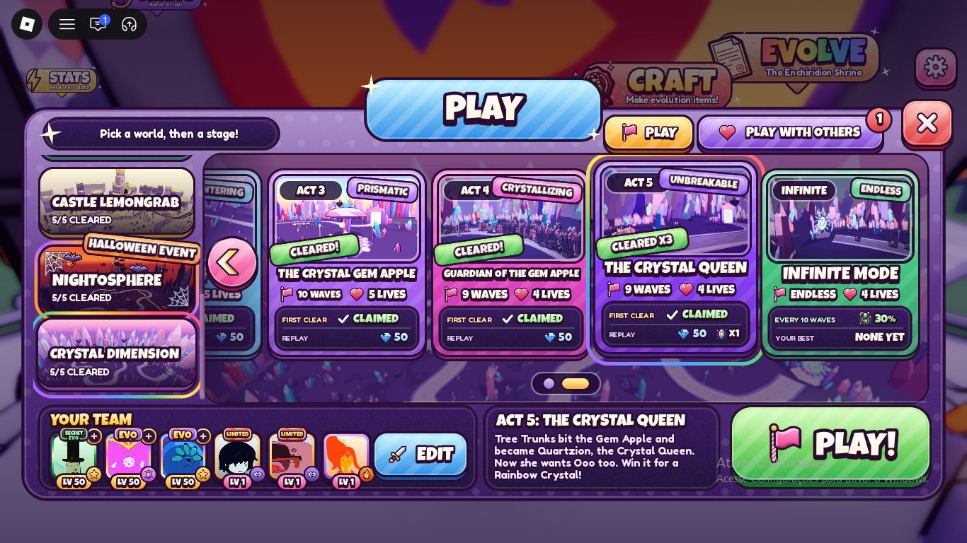 Conta Candy Kingdom Defense com Secreto e gamepass