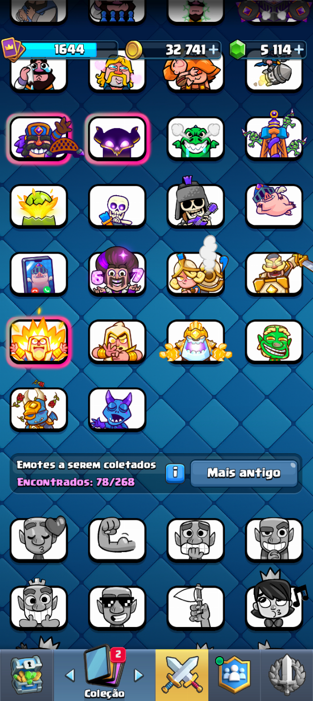 Conta do Clash Royale com várias evoluções e quase 5k de gemas