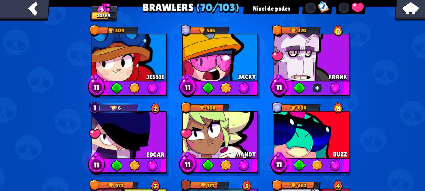Brawl Stars Conta Avançada | 20.569 Troféus | 6 Hipercargas