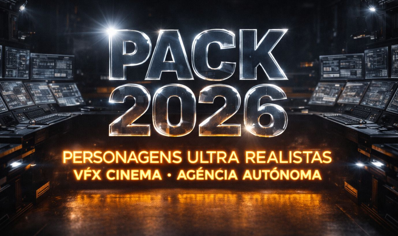 Pack IA 2026: Personagens Ultra Realistas VFX Cinema e Agência Autônoma