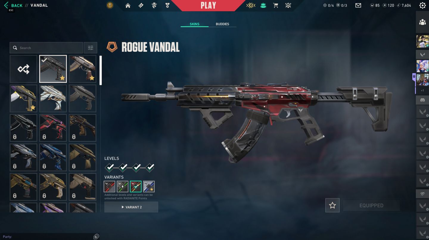 Conta de valorant elo dima1 -4 skins de vandal -1 skin de phantom -1skin de faca