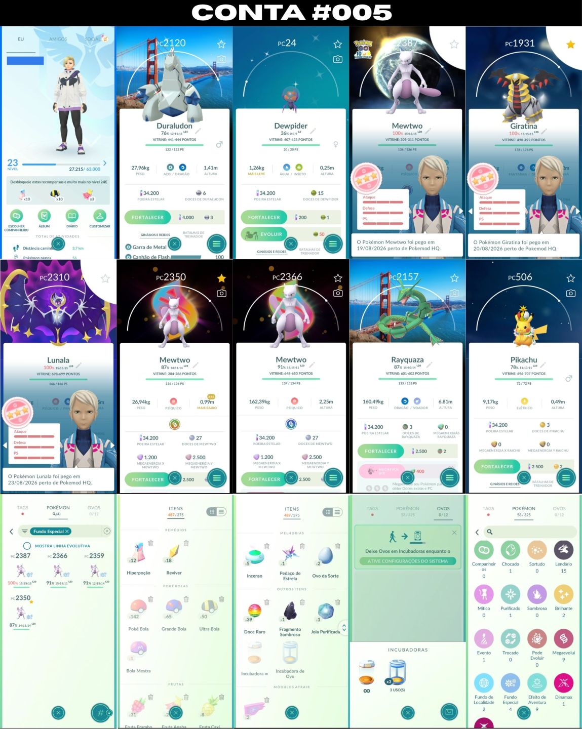 [PROMOÇÃO] CONTAS RARAS POKEMÓN GO LENDÁRIOS SHINYS, AVES DE GALAR, 100% E MAIS!
