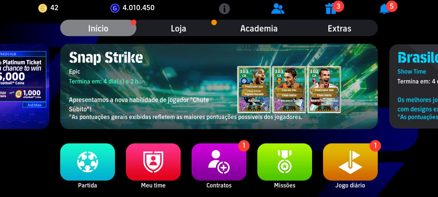 CONTA eFOOTBALL | ELENCO 3162 | ZC 107 | VÁRIOS 100+