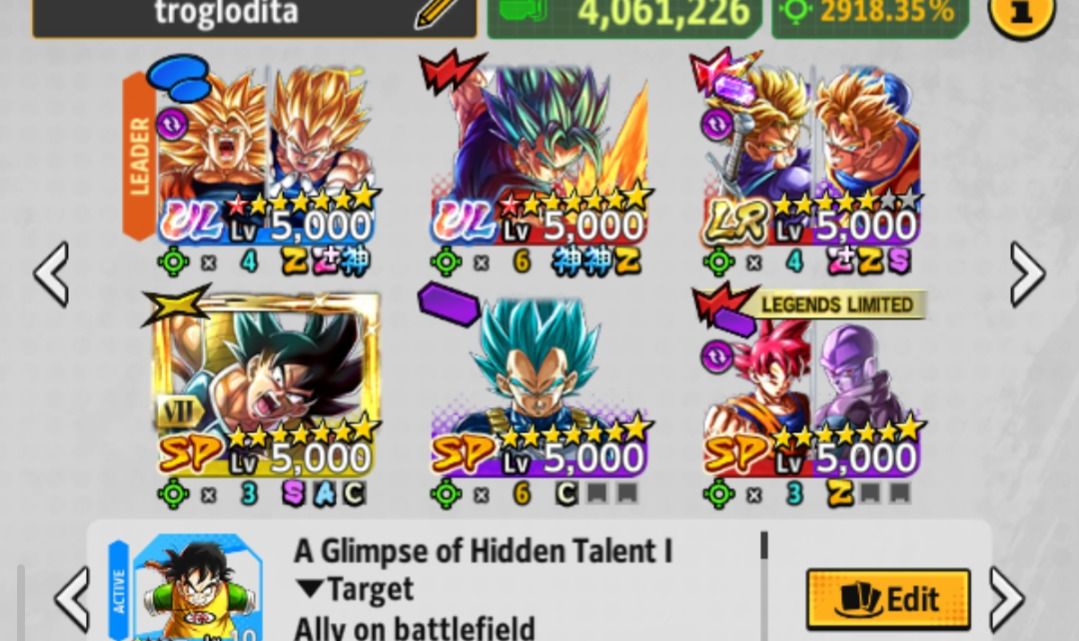 CONTA DRAGÃO BALL LEGENDS EQUIPE META