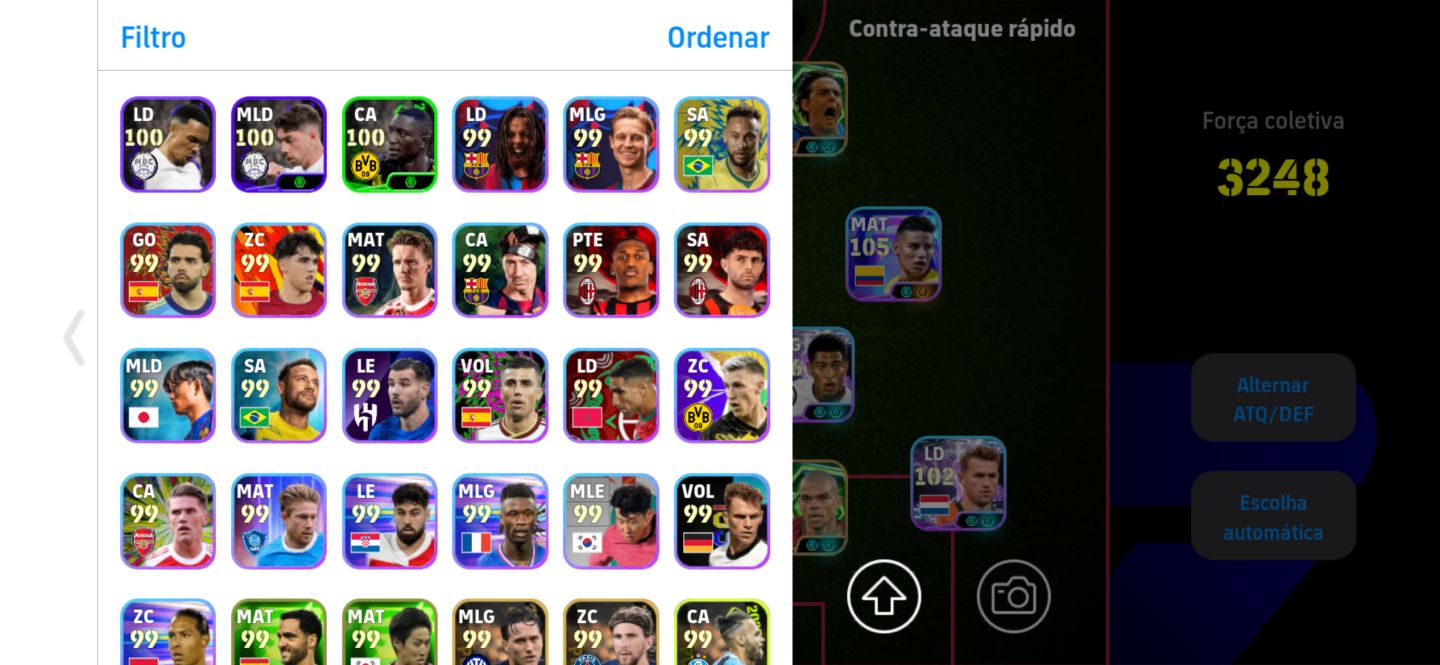 EFootball 3249 Força | 5x Div 1 | Buffon 107, Pepe 107, CR7 106, Vieira 106 |