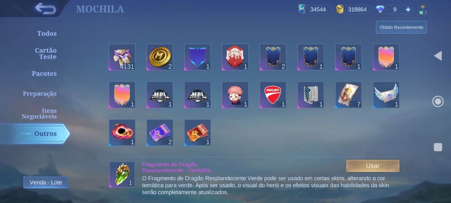 Conta mobile legends bang bang