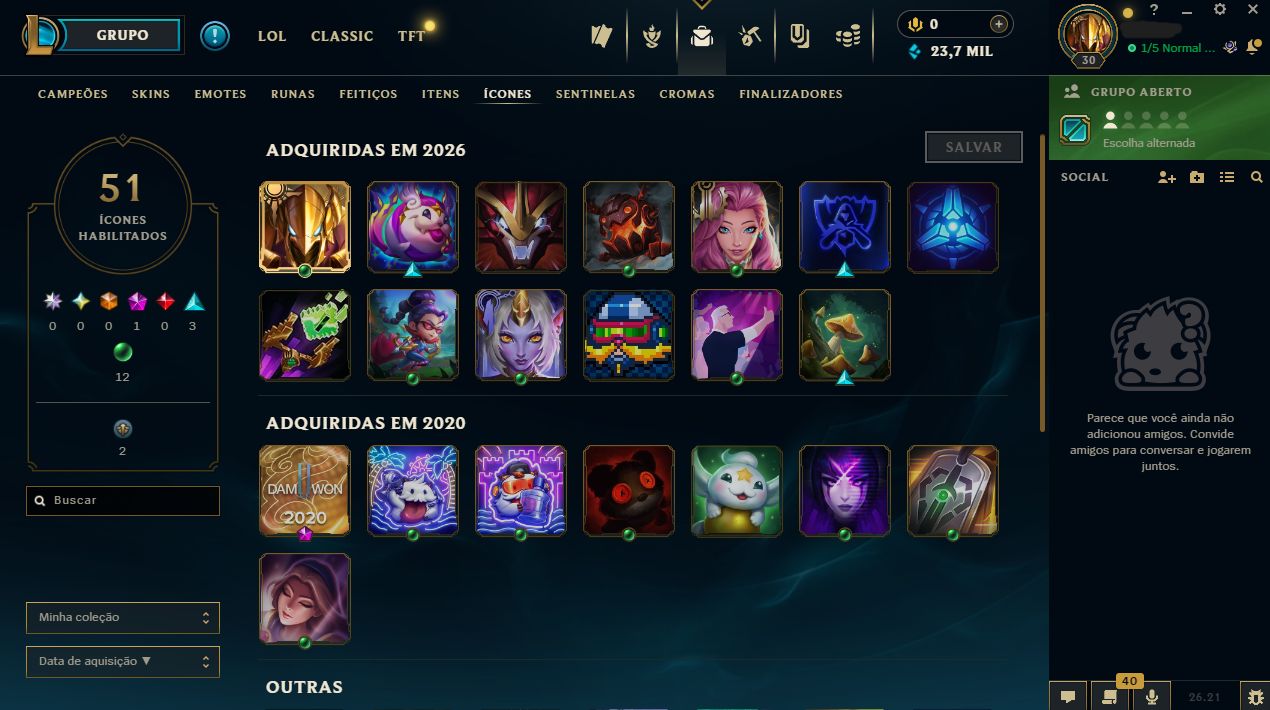Conta Lol | Unranked | 2k EL 23k EA | Lvl 30 | Full Acesso | Entrega Automática