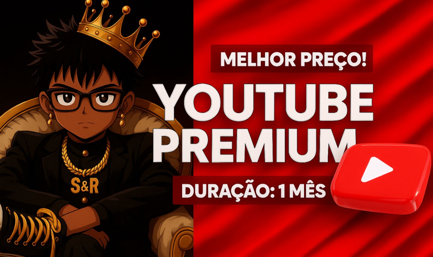 CONTA YOUTUBE/MUSIC PREMIUM INDIVIDUAL (30 DIAS)