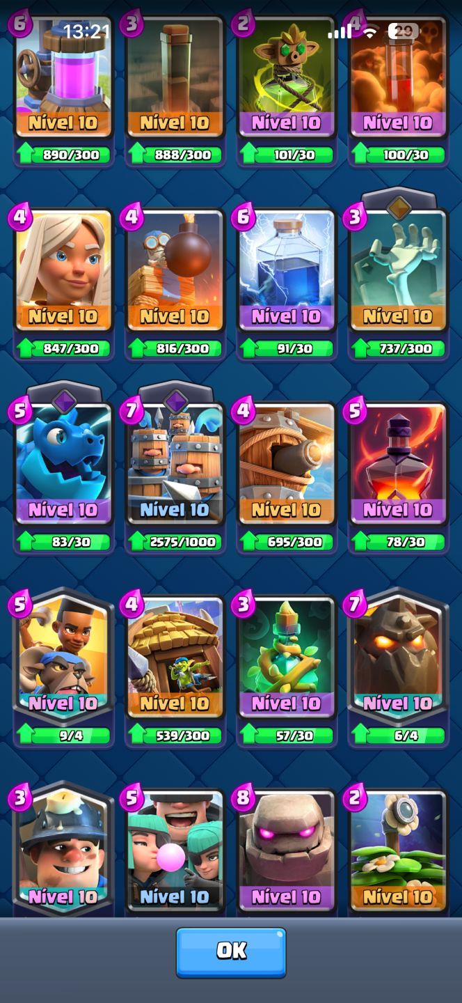 CONTA DE CLASH ROYAL 10.6K TROFÉUS COM TODAS CARTA UPADA E EVO!