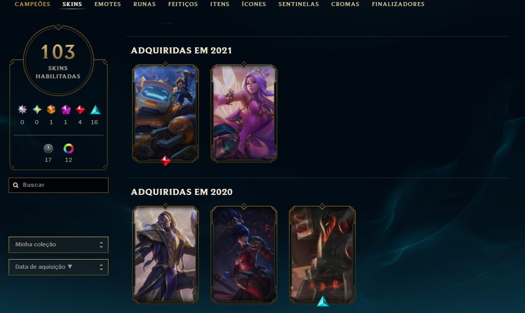 Conta lol 2012 - 103 Skins