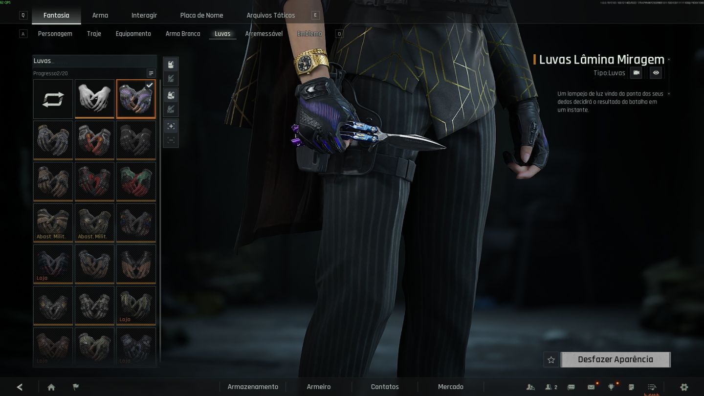 CONTA ARENA BREAKOUT 120M STASH, VARIAS SKINS PAGAS, BUTTERFLY E LUVA NEON!