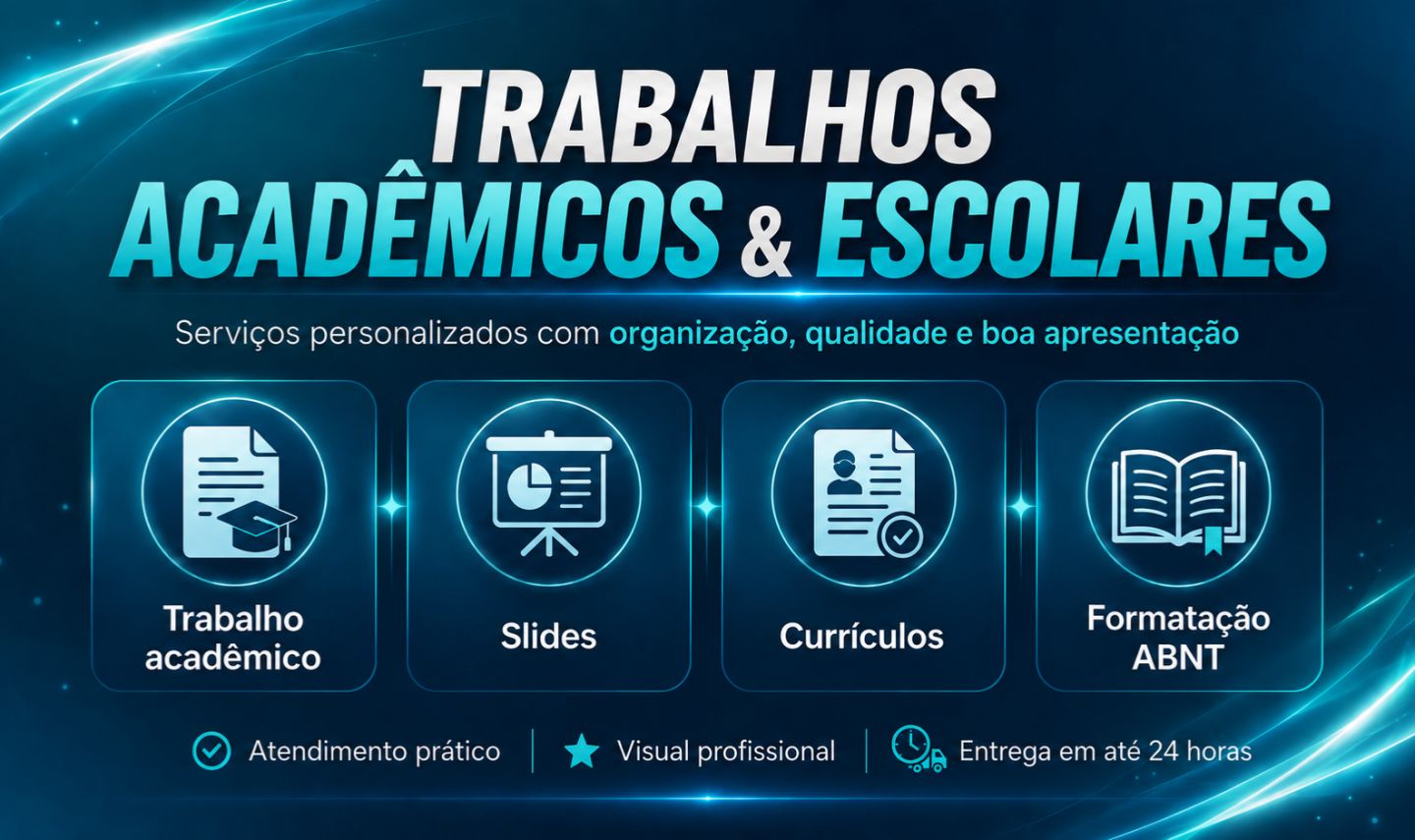 Trabalhos Acadêmicos com Entrega Rápida | ABNT, Slides, Currículos entre outros.