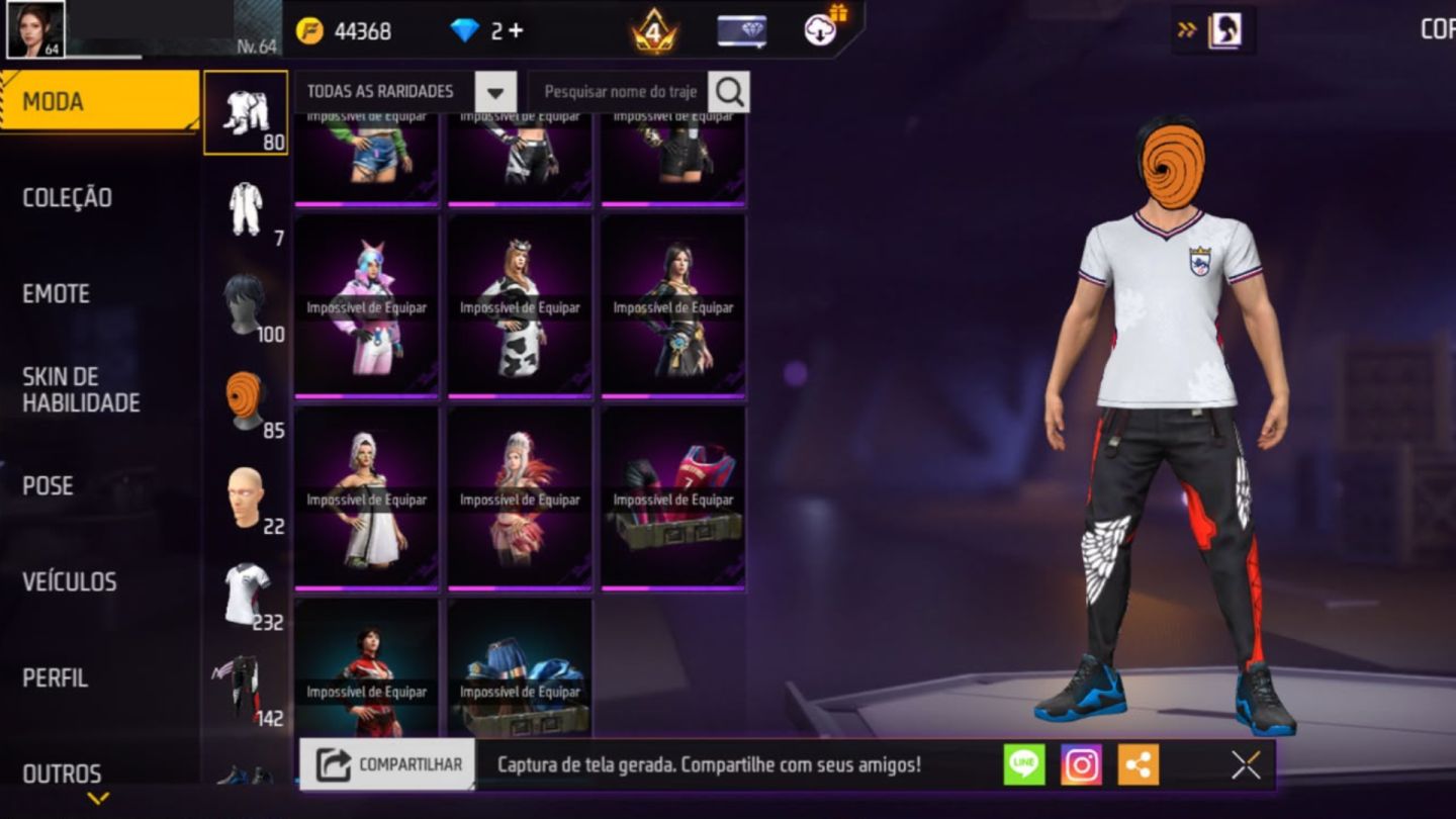 Conta Free Fire Gemada Prime 4 - Conta com Calça Angelical Vermelha!