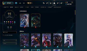 92 Skins : Elo Platina 4 (Full Acesso) 60K de Essencia Azul.