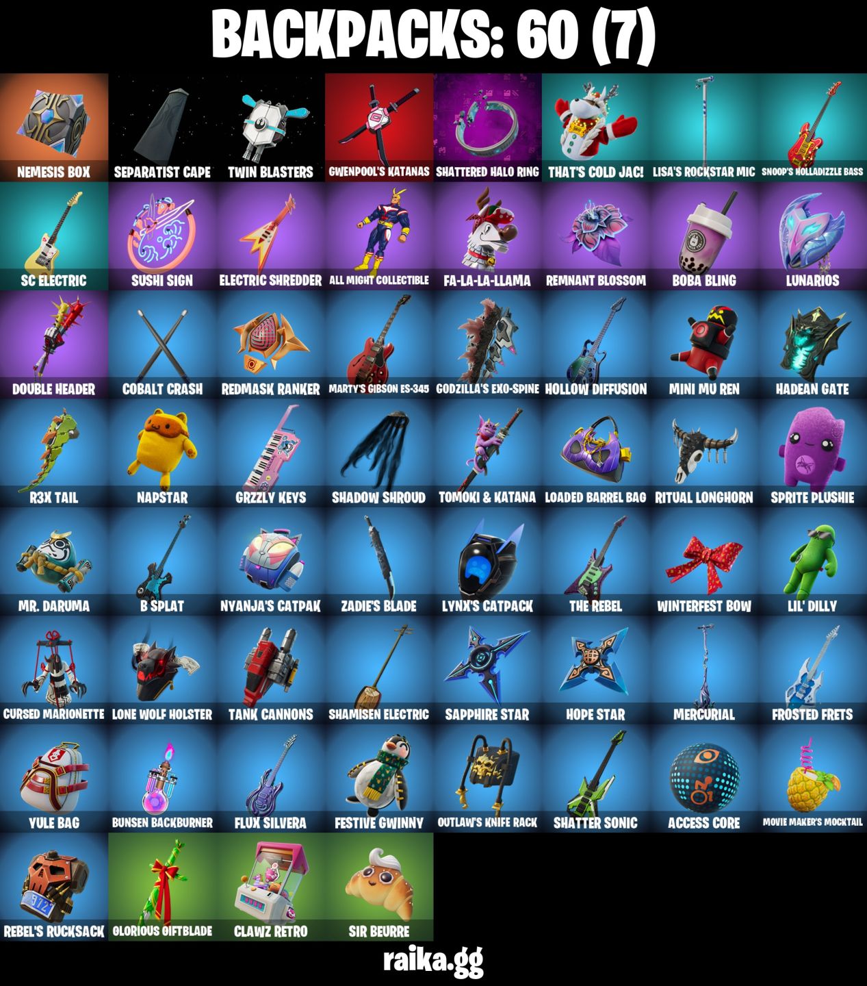 9 Skins - cobalt snowfoot, santa dogg, izuku midoriya, 600 vbucks