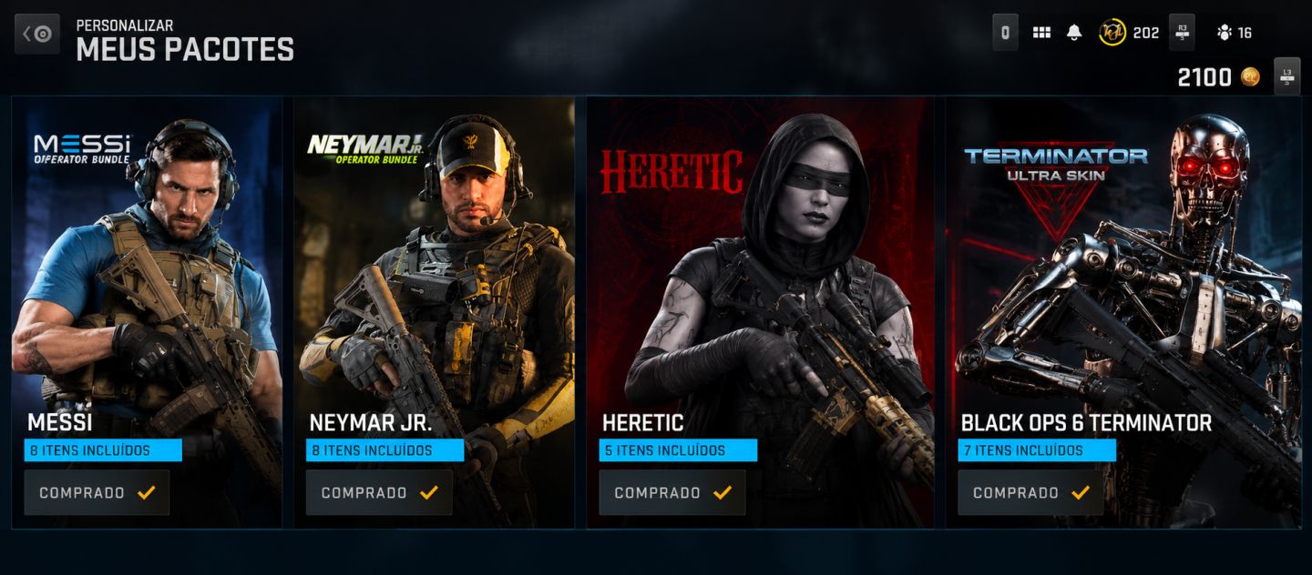 Conta Call of Duty- level 202 prestigio- +50 skins