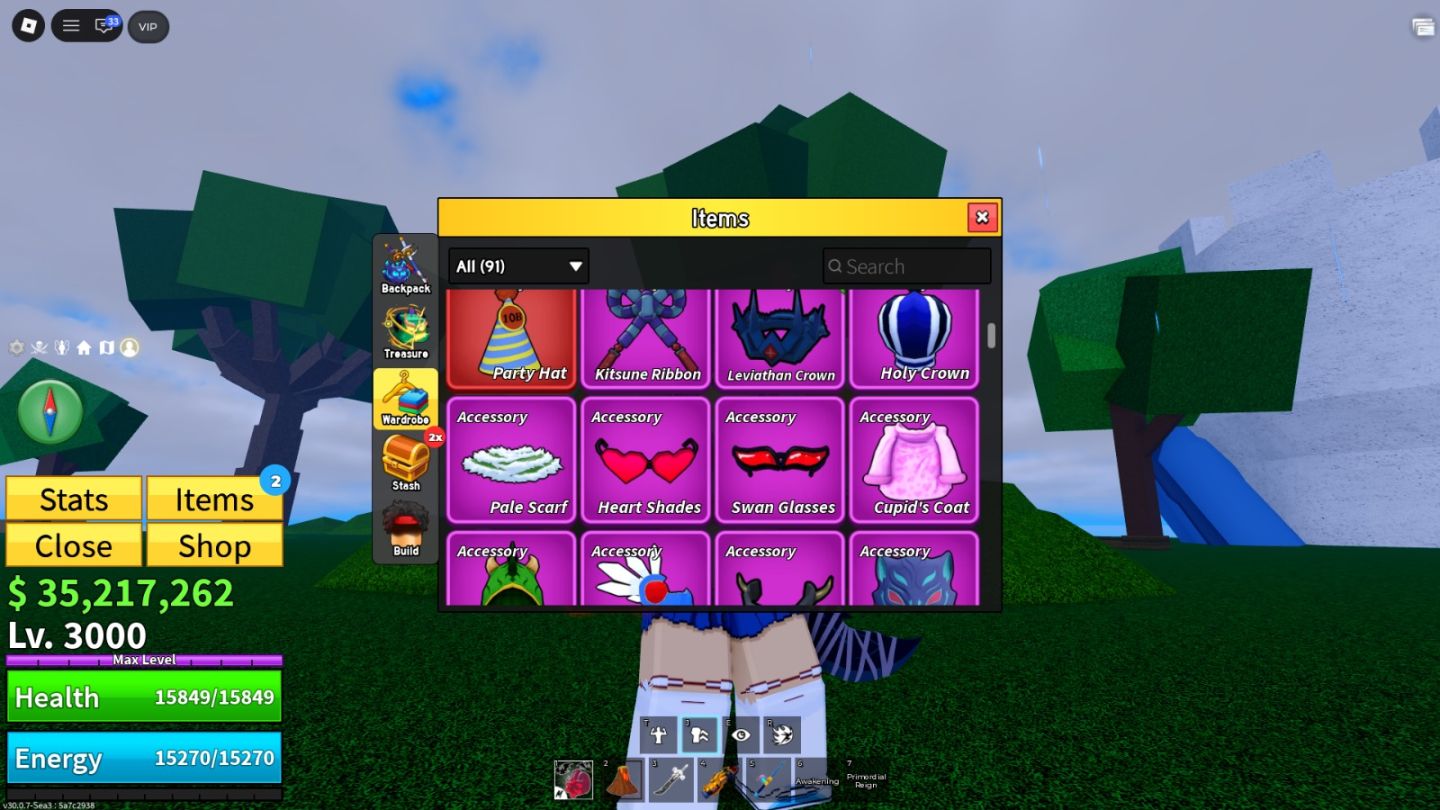 Conta blox fruits frutas perm, diversas espadas/armas e muito dinheiro