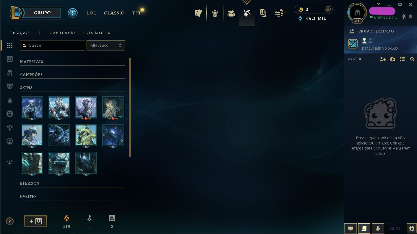 Conta de Lol Nível 41 | Mestre (70% WR) | 42 Campeões | 3 Skins | 56 Ícones e +!