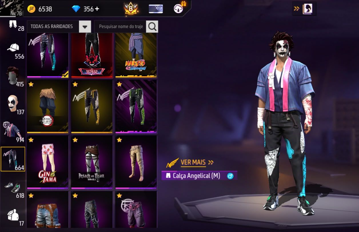 Conta Free Fire com Primeiro Passe, 900+ Peitorais Prime 8, Tropa de Exploração