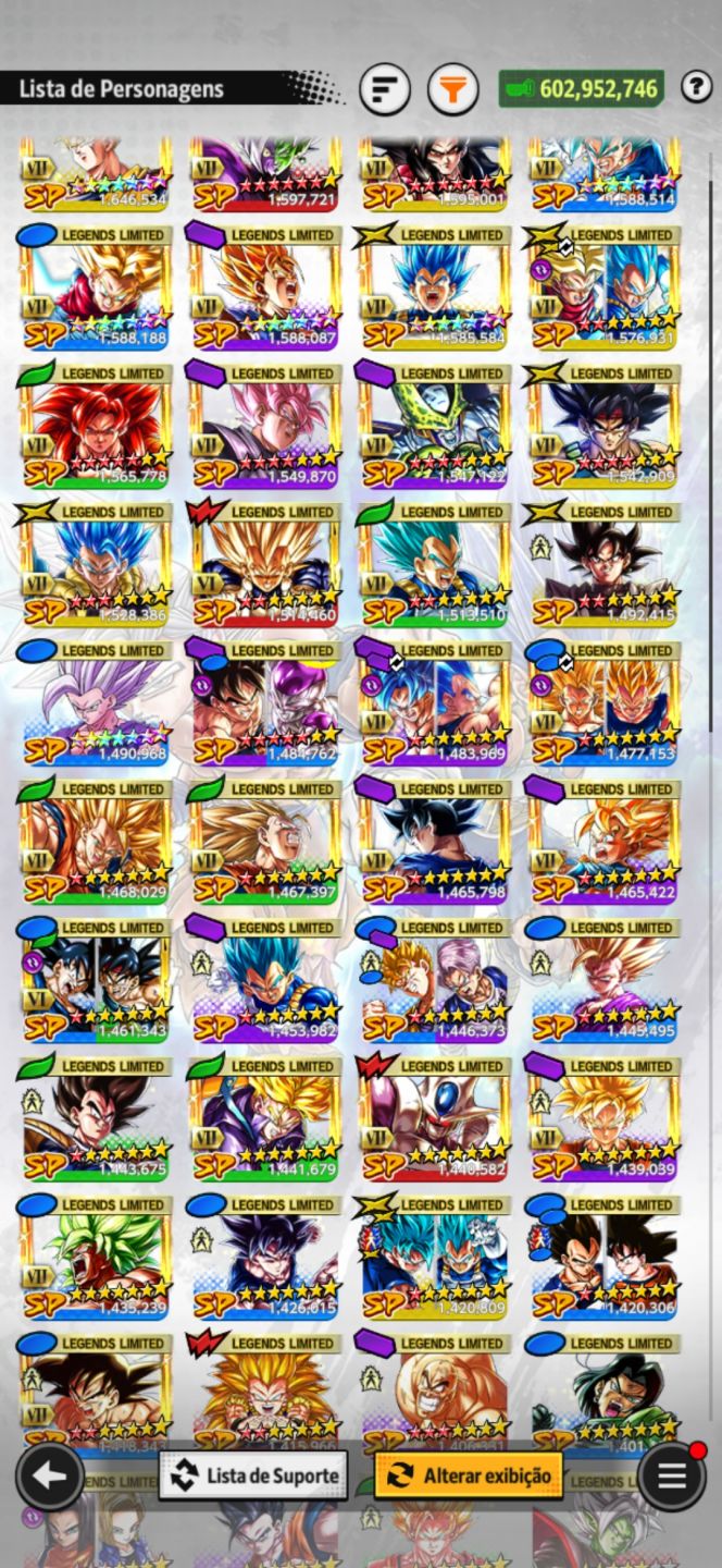 Conta histórica e competitiva. Com muitos equipamentos, e personagens(Gogeta ul)