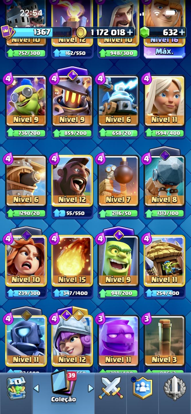 Clash Royale 10.5K + COC CV9 Nível 76 | Emotes Raros | Cartas upadas