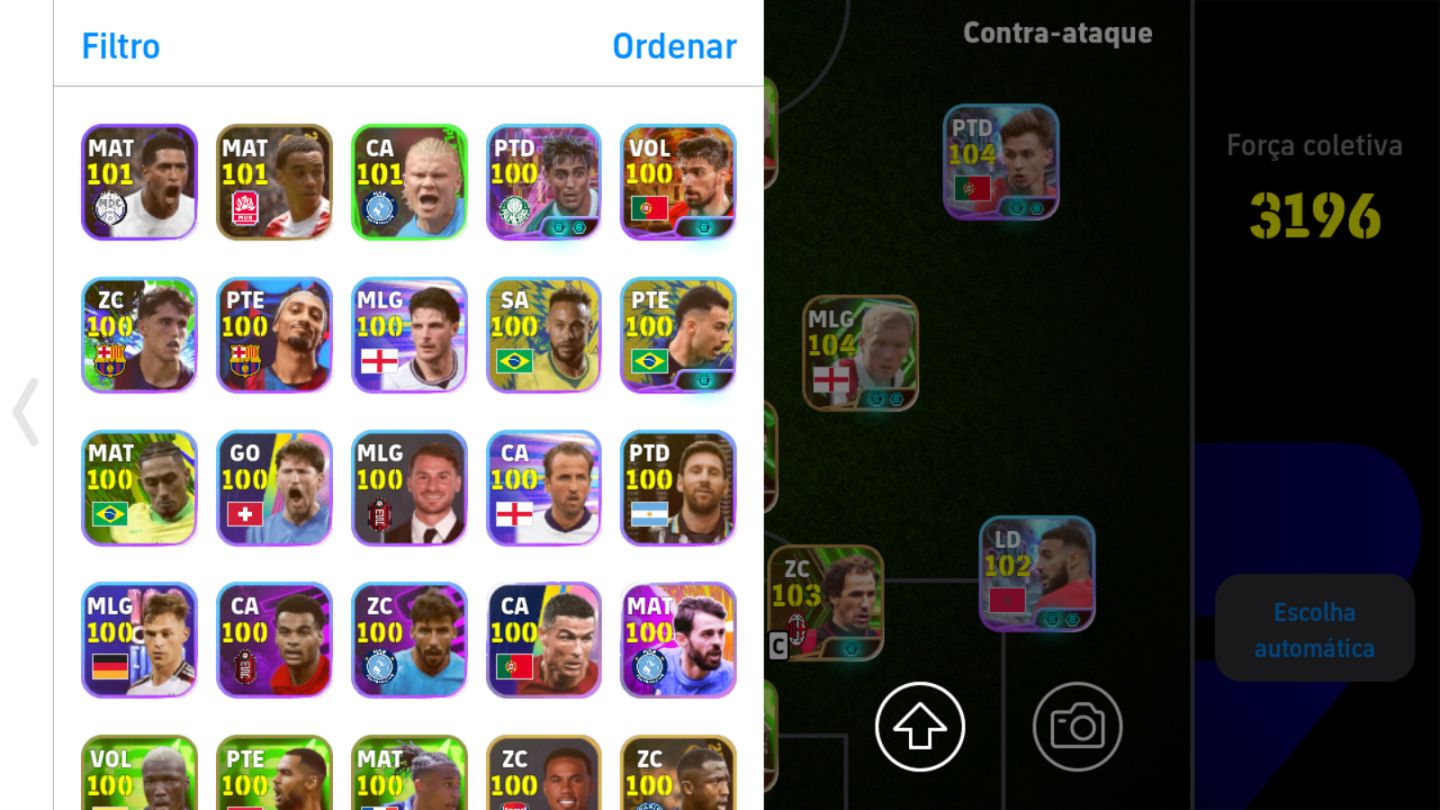 CONTA EFOOTBALL TOP 3196 DE FORÇA COLETIVA! TIME FORTE COM JOGADORES 105+ !!