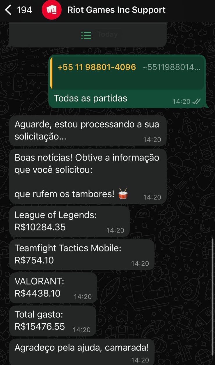 Conta RIOT - Valorant(182 skins)/ League of Legends(837 skins)/TFT (+15k GASTO)