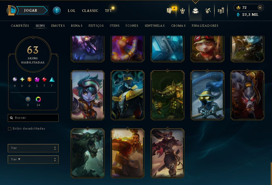 Conta de Lol com skins raras, Miss Fortune, Yasuo, Irelia, Akali, Jinx e Veigar