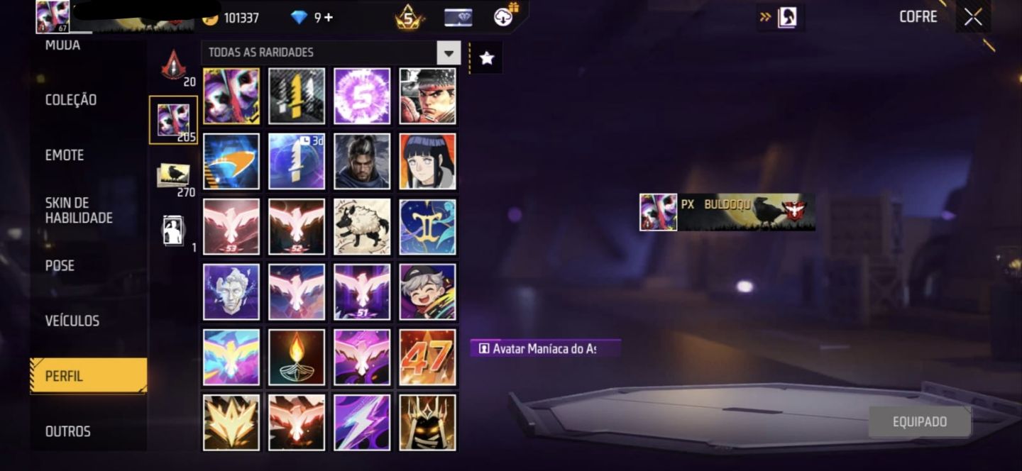 CONTA FREE FIRE BRABA com top dino sobra roxa e muito mais e evolutivas!!!!!