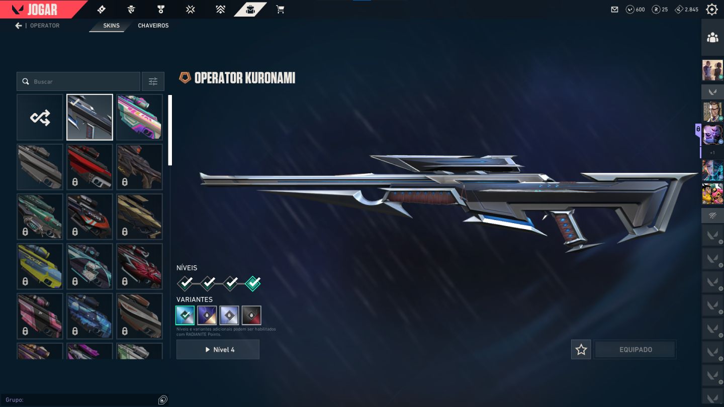 Conta Valorant Full Acesso 64 Skins, Faca Kuronami, Espada Oni e Muito Mais