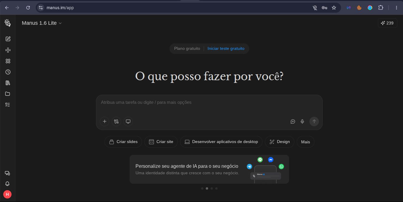 [PROMOÇÃO] MANUS AI: CONTAS C/ CRÉDITOS - ENTREGA AUTOMÁTICA | 30 DIAS