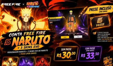 CONTA FREE FIRE COM NARUTO | COLLAB NARUTO X FF | OPORTUNIDADE