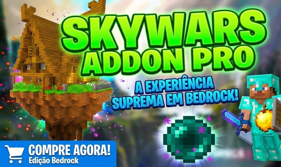 Addon SKY WARS - Crie seu sky wars do zero! Minecraft Bedrock