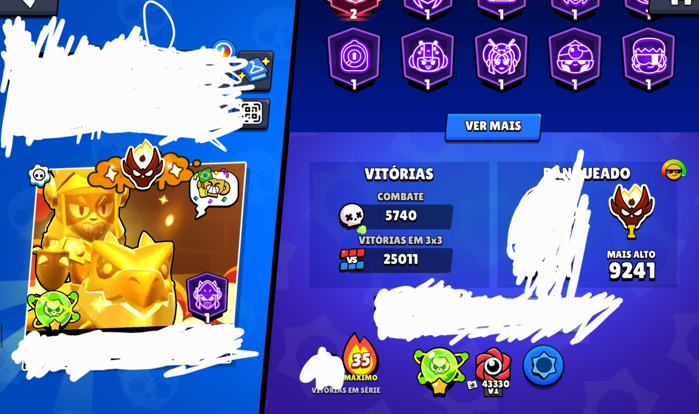 Conta full brawl stars, 6 mestres, +100k troféu, 5 skin ouro, shelly estelar