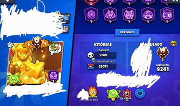 Conta full brawl stars, 6 mestres, +100k troféu, 5 skin ouro, shelly estelar