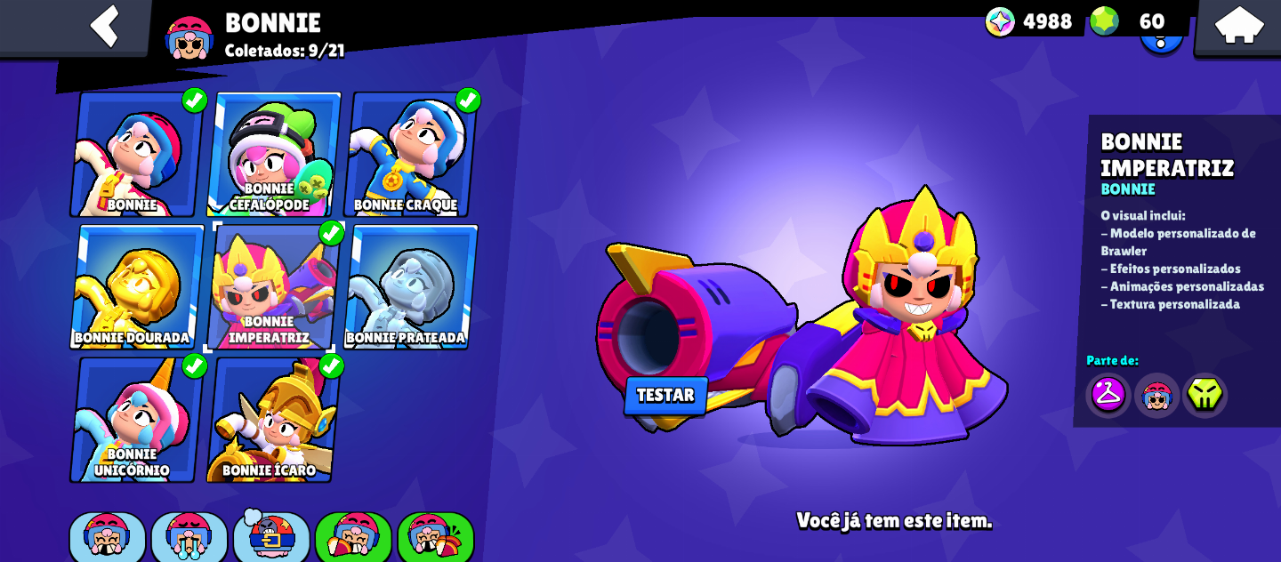 CONTA BRAWL STARS GEMADA COM VÁRIAS SKINS VALIOSAS