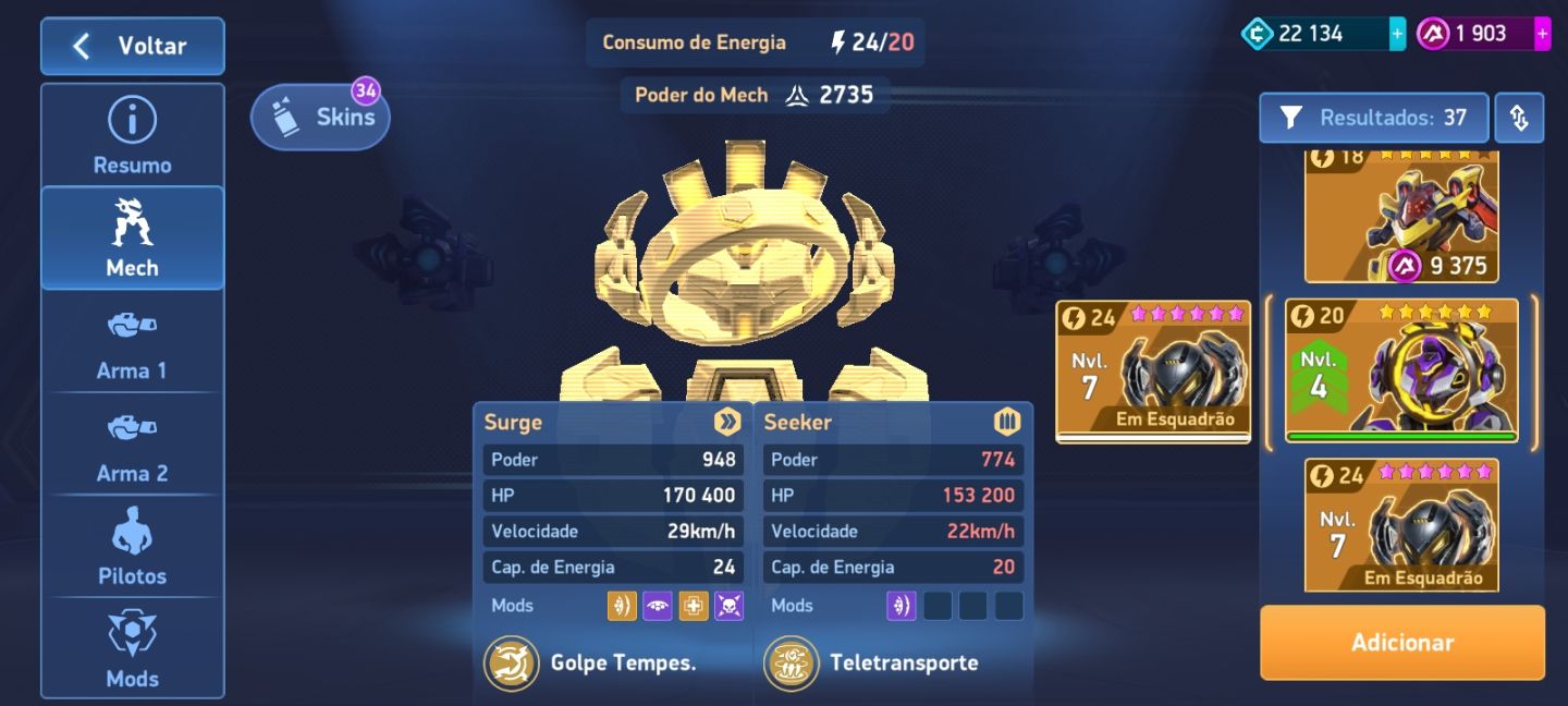 Conta Mech Arena com mais de 12000 de poder