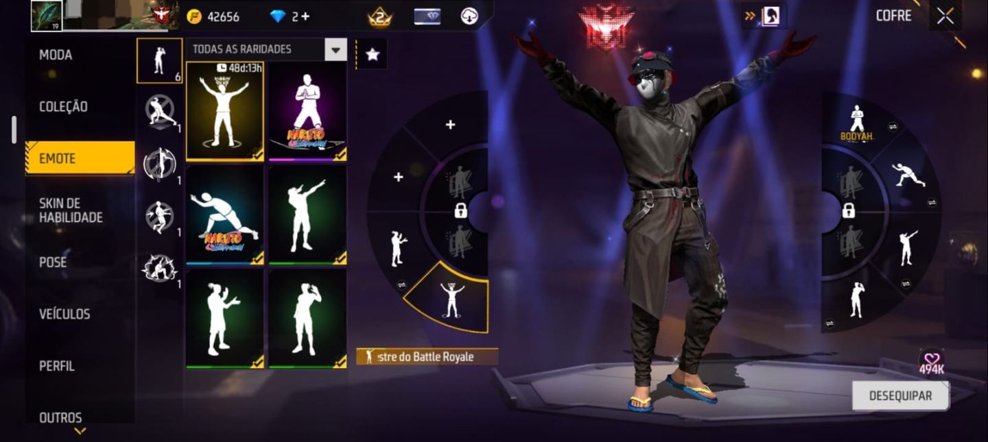 CONTA COM 4 CONJUNTOS DA PARCERIA COM NARUTO + ARMAS E ITENS EXCLUSIVOS