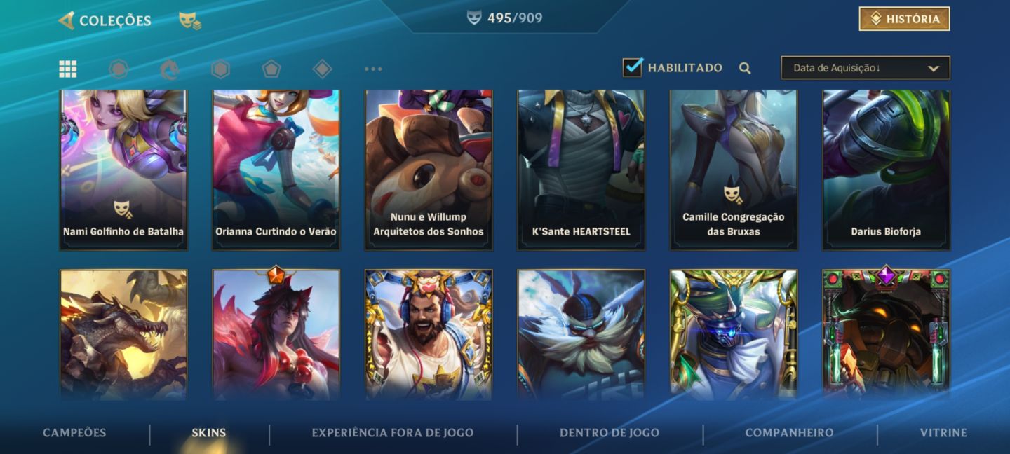 CONTA WILD RIFT FULL SKIN, Basicamente todos os champs tem skin