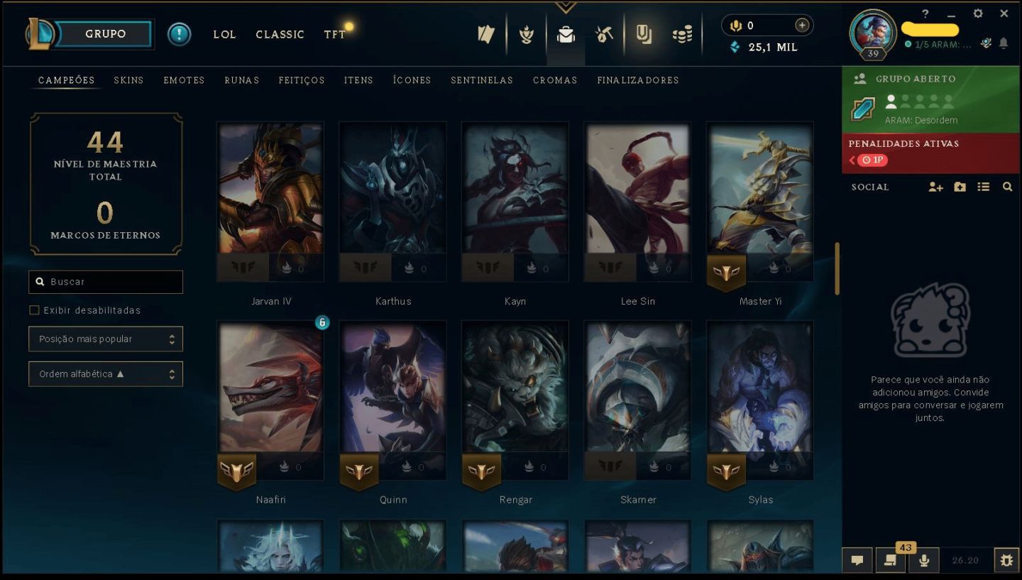 (PROMOÇÃO) CONTA SMURF - PRATA 1 - 25,1K EA - SKINS - FULL ACESSO