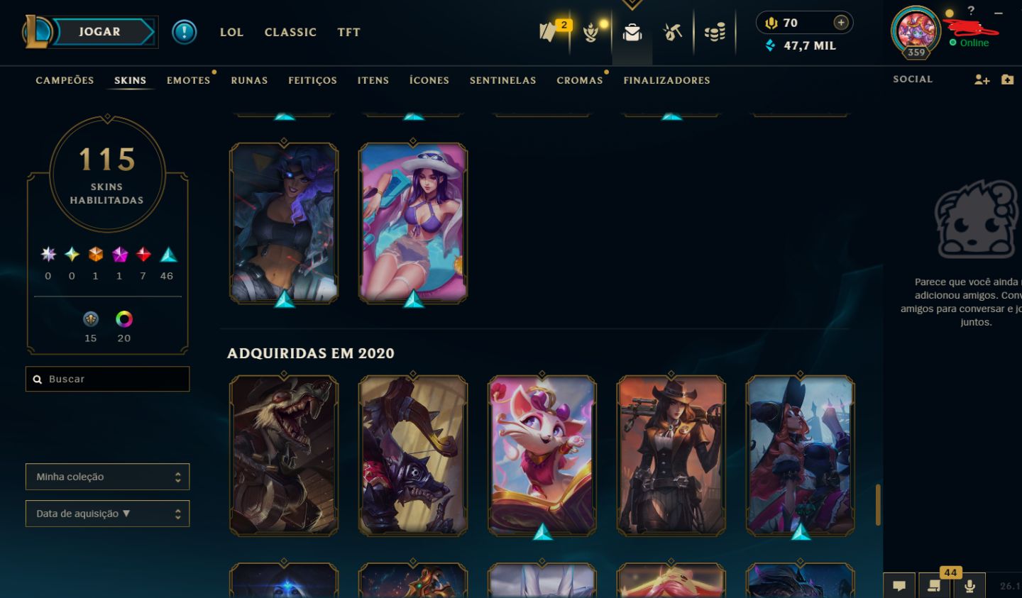 CONTA RIOT PREMIUM: LOL DIAMANTE 4 + CONTA VALORANT BONUS(gratis (2 skins clean)
