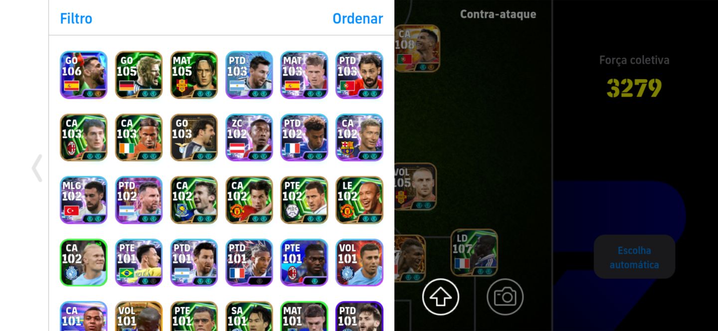 CONTA DE EFOOTBALL COM MESSI E CR7